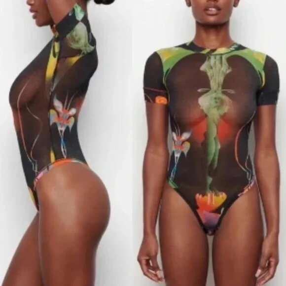 SKIMS Summer Mesh Bodysuit Obsidian Skims_XS - Picture 2 of 10